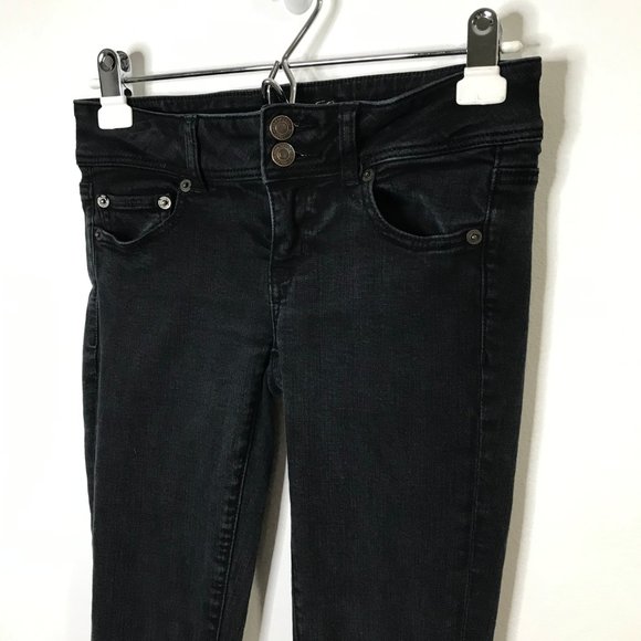American Eagle Outfitters Skinny Jeans 4R Regular Black Low Rise Stretch - Picture 2 of 10